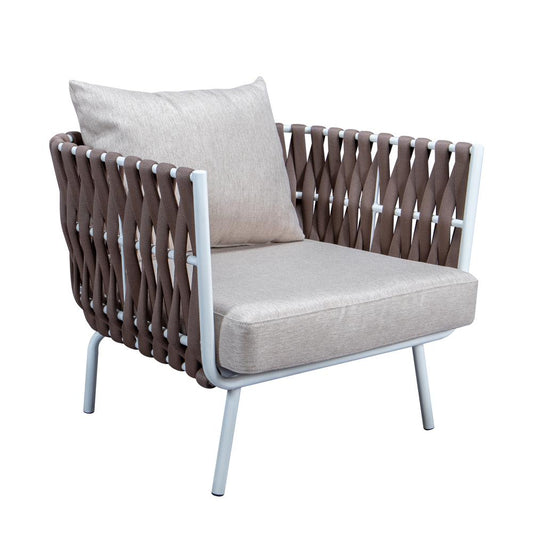 LeisureMod Spencer Modern Outdoor Rope Club Chair With Cushions SC64BR