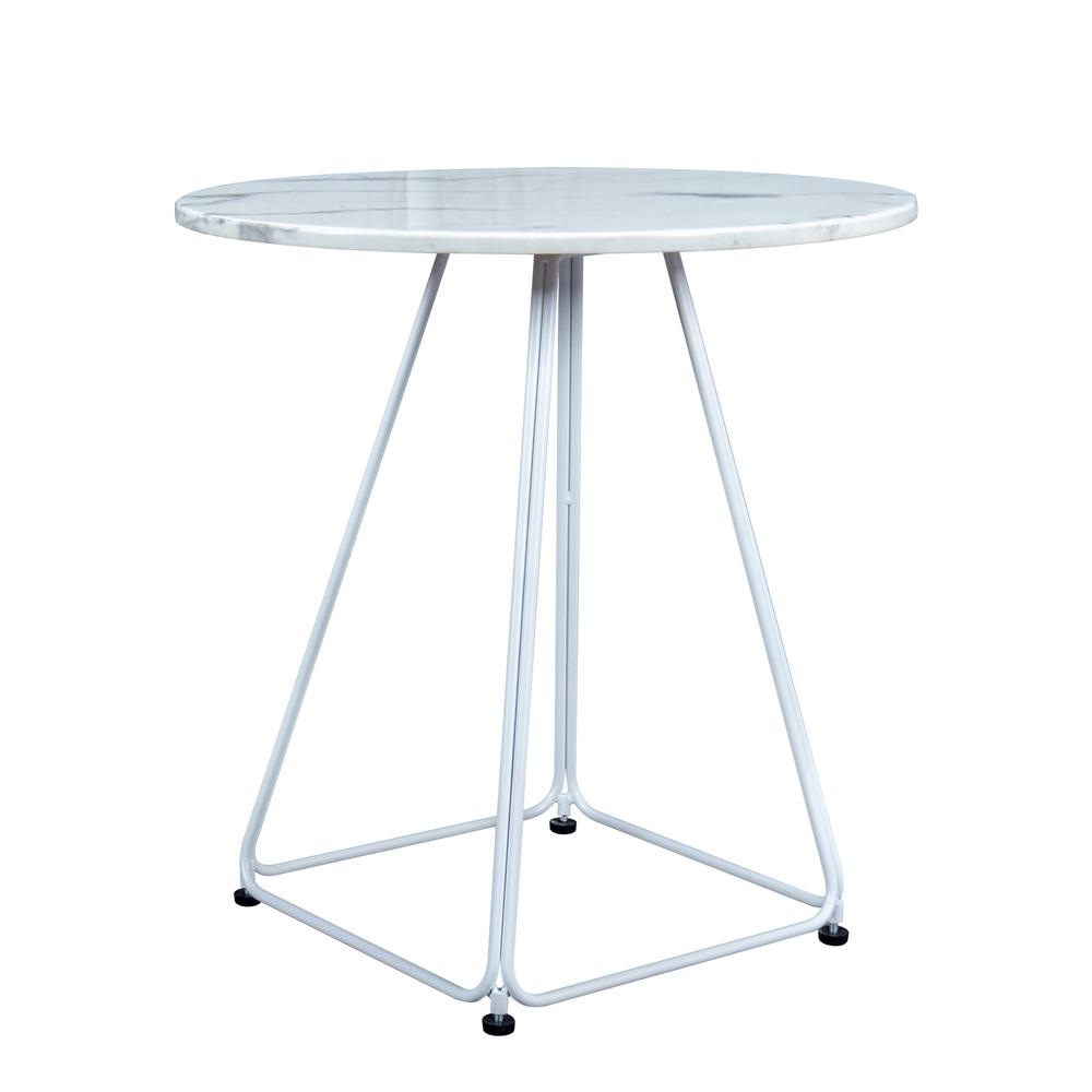 LeisureMod Spencer Modern Outdoor Patio Marble Top 27.56" Bistro Table ST23W