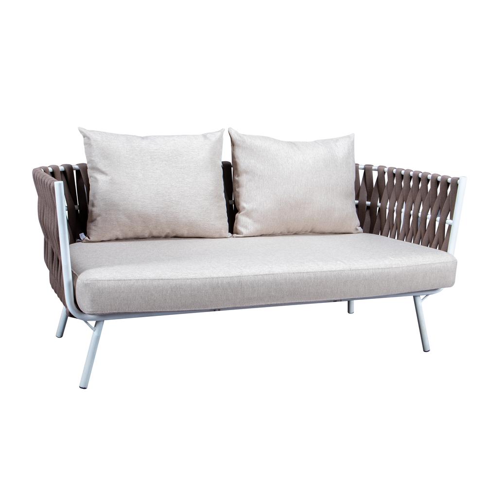 LeisureMod Spencer Modern Outdoor Rope Loveseat With Cushions SL64BR