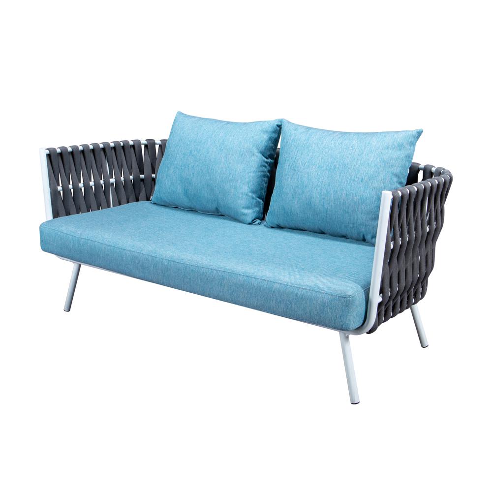 LeisureMod Spencer Modern Outdoor Rope Loveseat With Cushions SL64GR