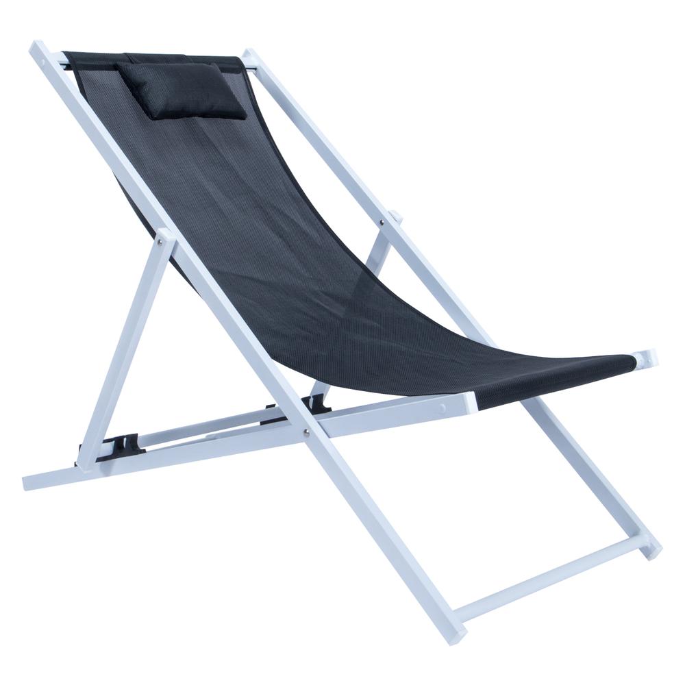 LeisureMod Sunset Outdoor Sling Lounge Chair With Headrest SLC22BL