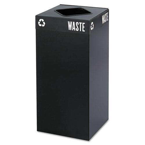 Public Square Trash Container, Square, Steel, 31 gal, Black