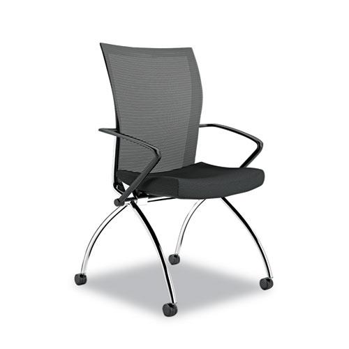 Valor√© Training Series High-Back Nesting Chair, Black Seat/Black Back, Silver Base, 2/Carton