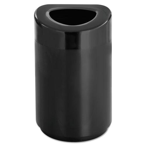 Open Top Round Waste Receptacle, 30 gal, Steel, Black