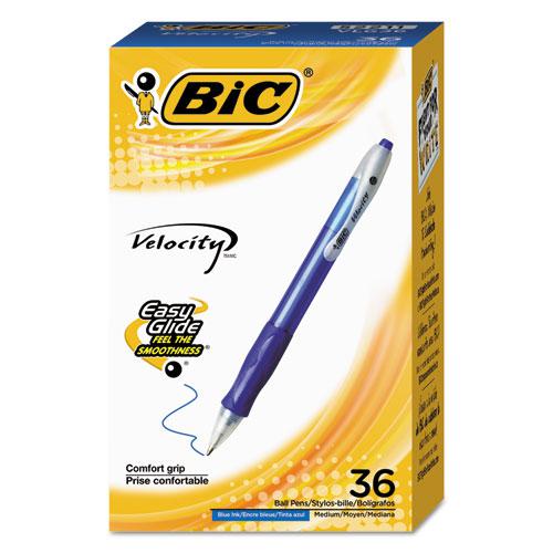 Velocity Easy Glide Ballpoint Pen Value Pack, Retractable, Medium 1 mm, Blue Ink, Translucent Blue Barrel, 36/Pack