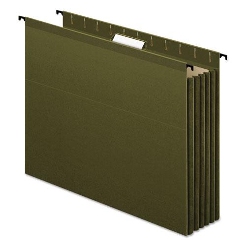 SureHook Hanging Pocket File, Letter Size, 1/5-Cut Tabs, Standard Green, 4/Pack