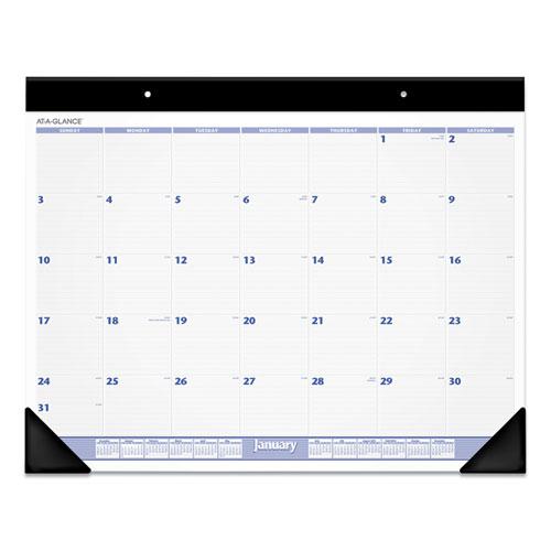 Desk Pad, 24 x 19, White Sheets, Black Binding, Black Corners, 12-Month (Jan to Dec): 2024