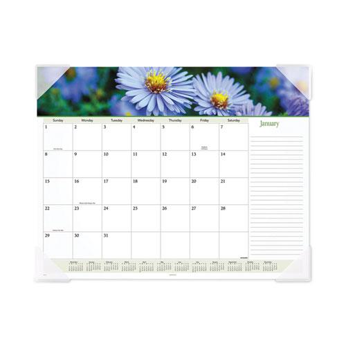 Floral Panoramic Desk Pad, Floral Photography, 22 x 17, White/Multicolor Sheets, Clear Corners, 12-Month (Jan-Dec): 2023