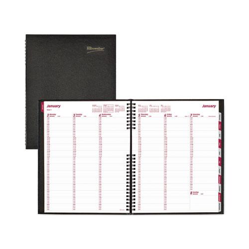 CoilPro Weekly Appointment Book in Columnar Format, 11 x 8.5, Black Lizard-Look Cover, 12-Month (Jan to Dec): 2024