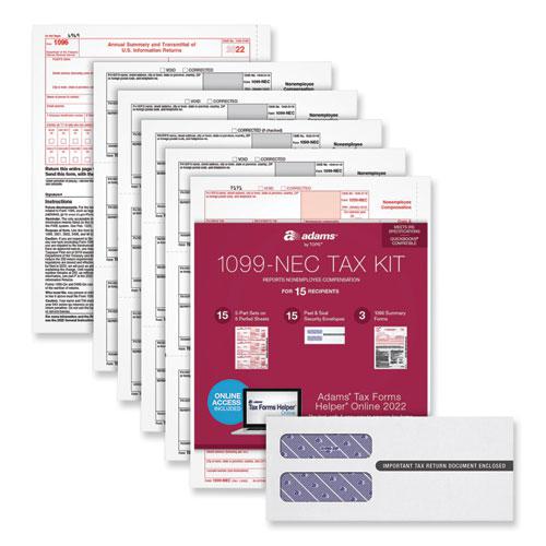 1099-NEC Online Tax Kit, Fiscal Year: 2023, Five-Part Carbonless, 8.5 x 3.66, 3 Forms/Sheet, 15 Forms Total