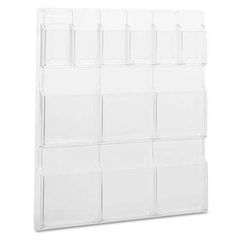 Reveal Clear Literature Displays, 12 Compartments, 30w x 2d x 34.75h, Clear