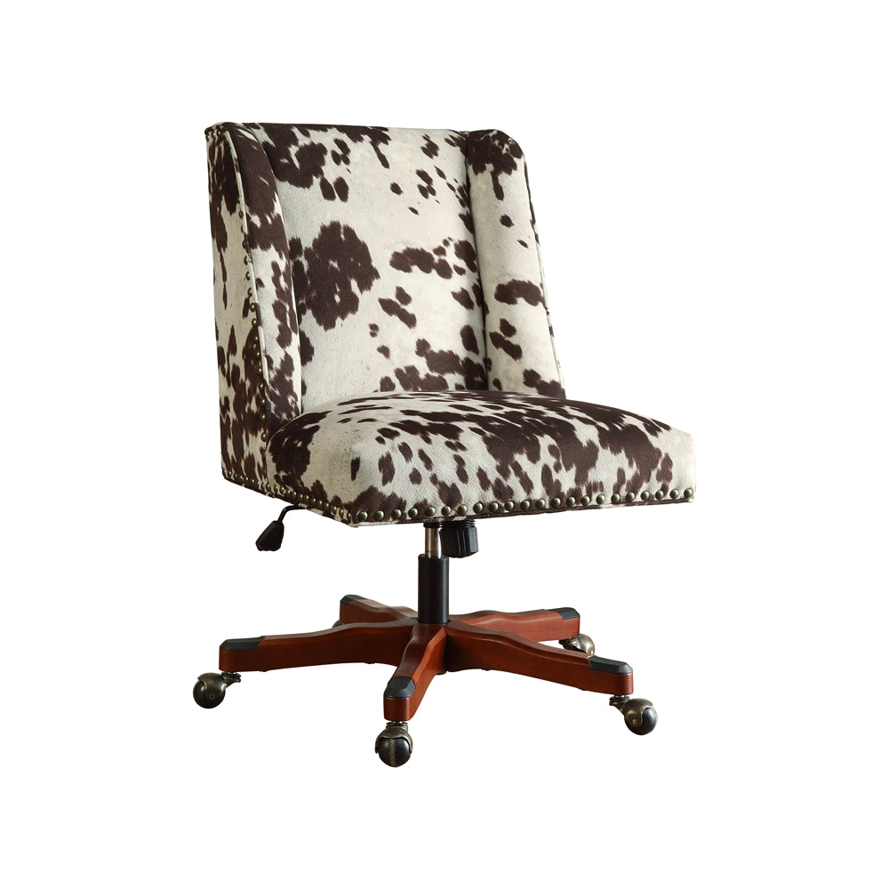 Draper Office Chair, Brown And White Cow Print