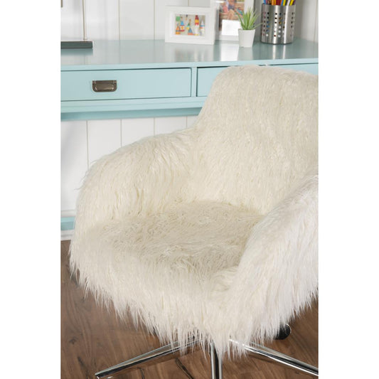 Fiona Faux Fur Office Chair, White