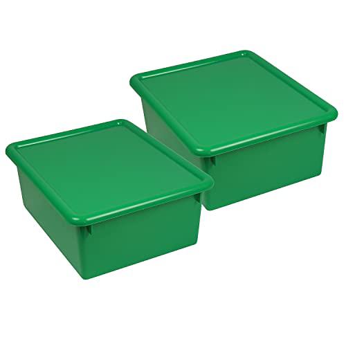 Stowaway 5" Letter Box with Lid, Green, Pack of 2