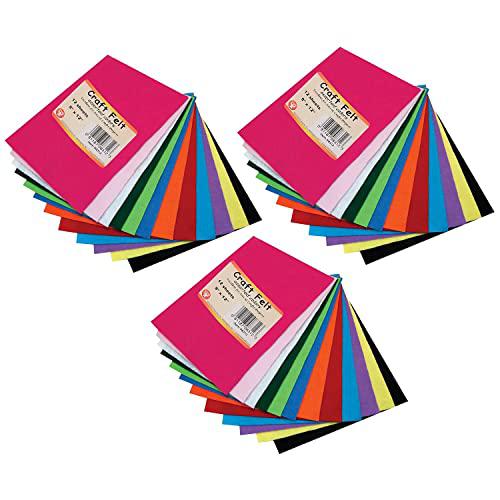 Craft Felt, 9" x 12", 12 Sheets Per Pack, 3 Packs