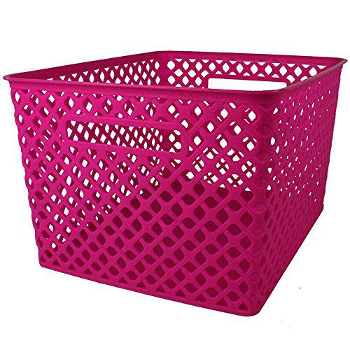 Woven Basket, Large, Hot Pink, Pack of 2