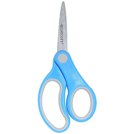 Soft Handle 5" Scissors, Pointed, Colors Vary, Pack of 12