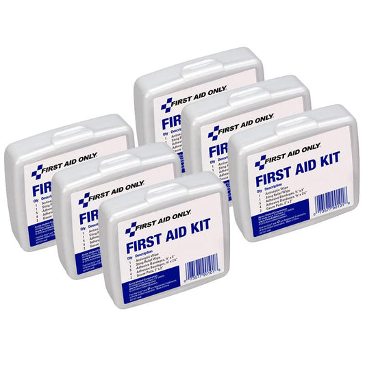 Personal 13-Piece First Aid Kit with Plastic Case, 6 Kits