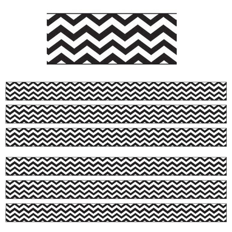 Magnetic Magi-Strips, Black Chevron, 12 Feet Per Pack, 6 Packs