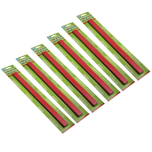 Magnetic Magi-Strips, Red, 12 Feet Per Pack, 6 Packs