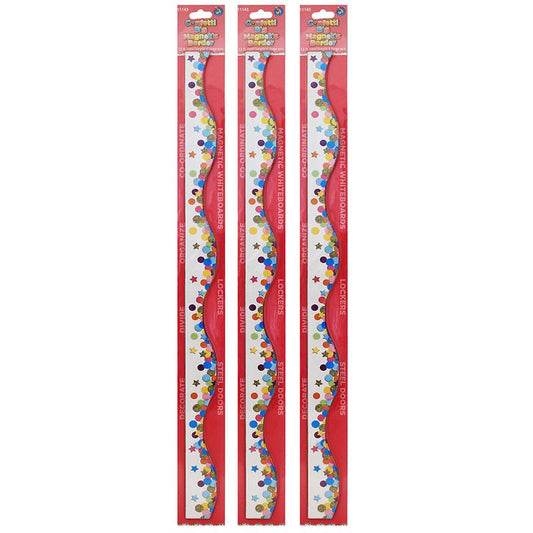 Big Magnetic Magi-Strips, Confetti, 12 Feet Per Pack, 3 Packs