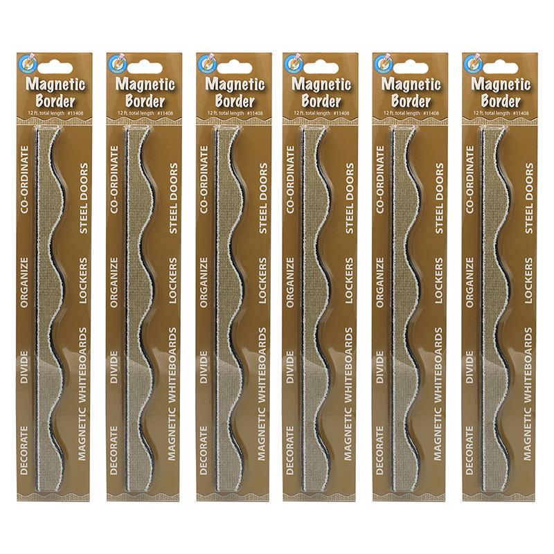 Magnetic Scallop Border Burlap Scribble, 12 Feet Per Pack, 6 Packs