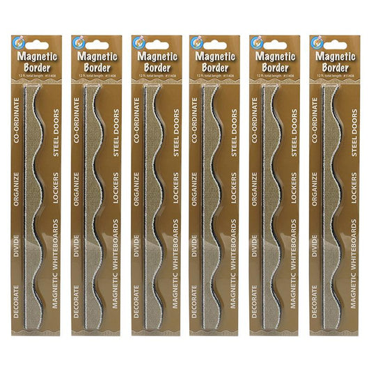 Magnetic Scallop Border Burlap Scribble, 12 Feet Per Pack, 6 Packs