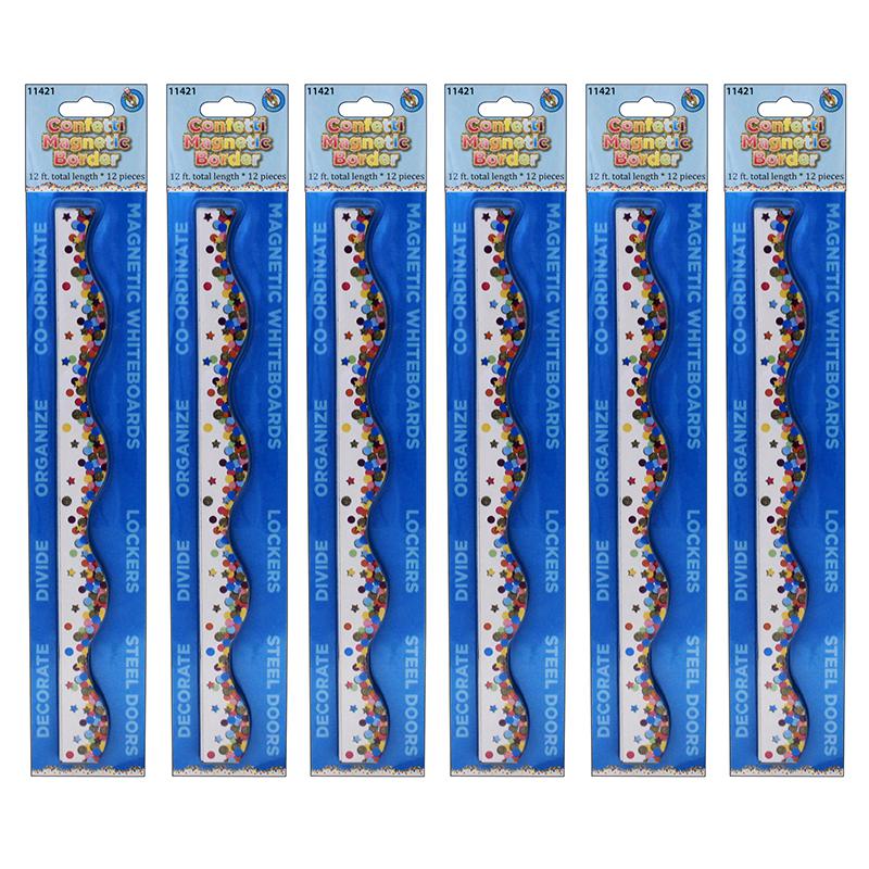 Magnetic Scallop Border, Confetti, 12 Feet Per Pack, 6 Packs