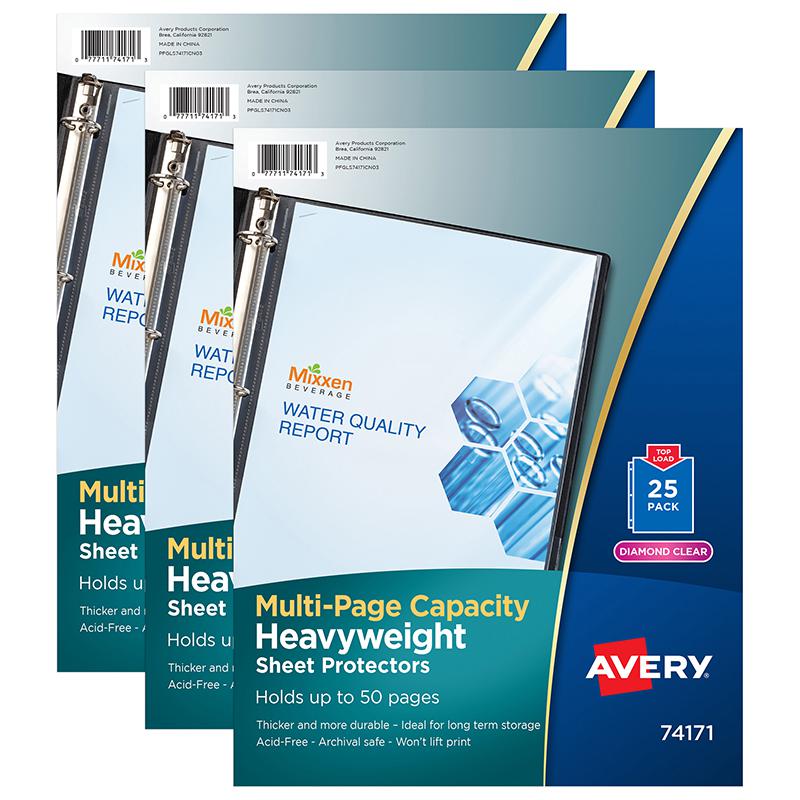 Clear Heavyweight Multi-Page Capacity Sheet Protectors,  3 Packs