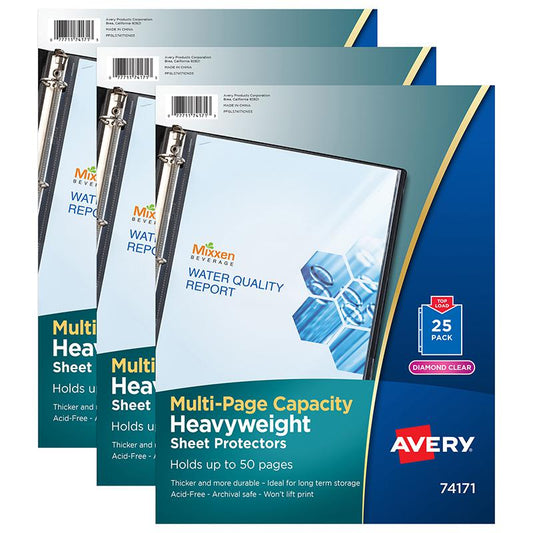 Clear Heavyweight Multi-Page Capacity Sheet Protectors,  3 Packs