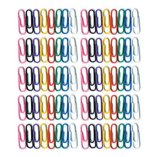 Vinyl-Coated Paper Clips, No. 1 Standard Size, 100 Per Pack, 10 Packs