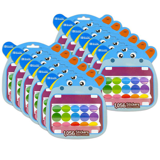 Polka Dot Sticker Rolls, 1056 Per Roll, 12 Rolls