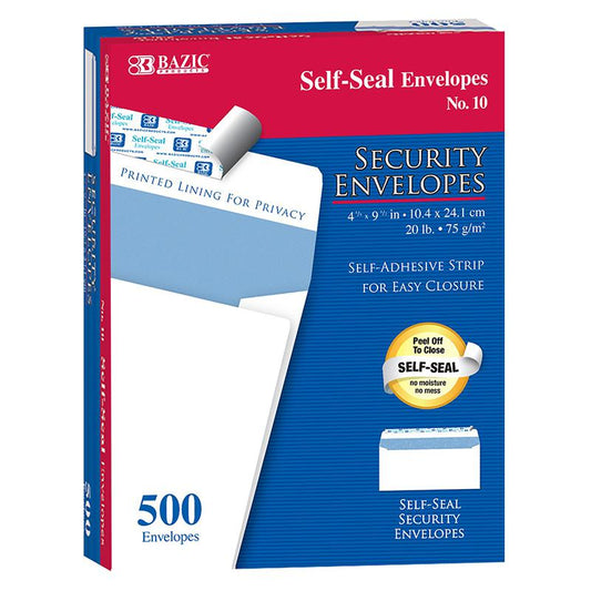 #10 Self-Seal Security Envelopes, Pack of 500