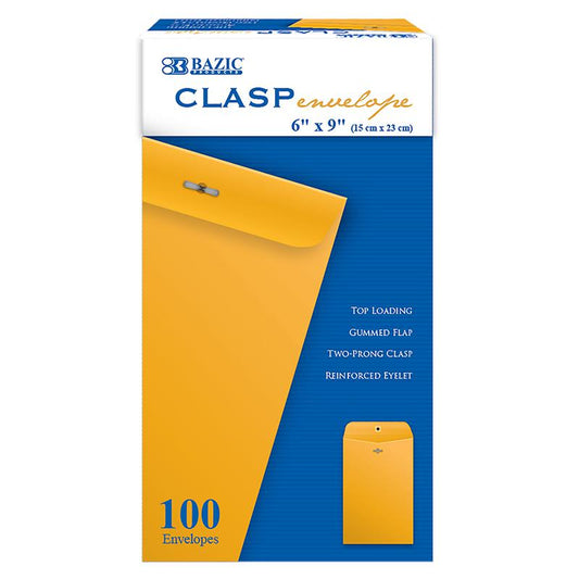 Clasp Envelopes, 6" x 9", Pack of 100