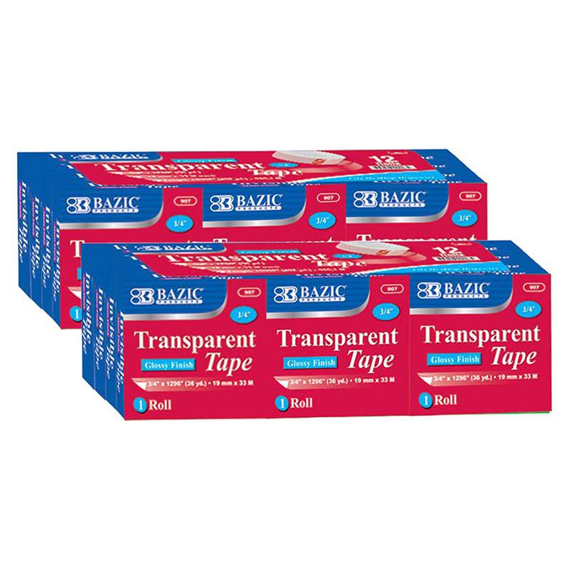 Tape Refill, Transparent Tape, 3/4" x 1296", 12 Per Pack, 2 Packs