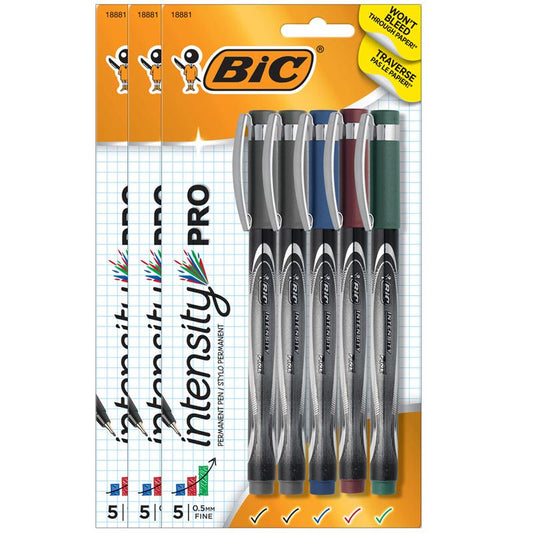 Intensity Pro Marker Pen, Fine Point (0.5mm), 5 Per Pack, 3 Packs