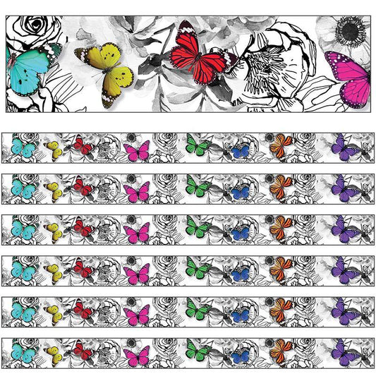 Woodland Whimsy Butterflies Straight Border, 36 Feet Per Pack, 6 Packs