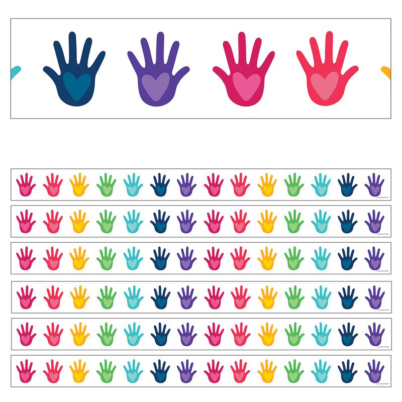 One World Hands with Hearts Straight Borders, 36 Feet Per Pack, 6 Packs