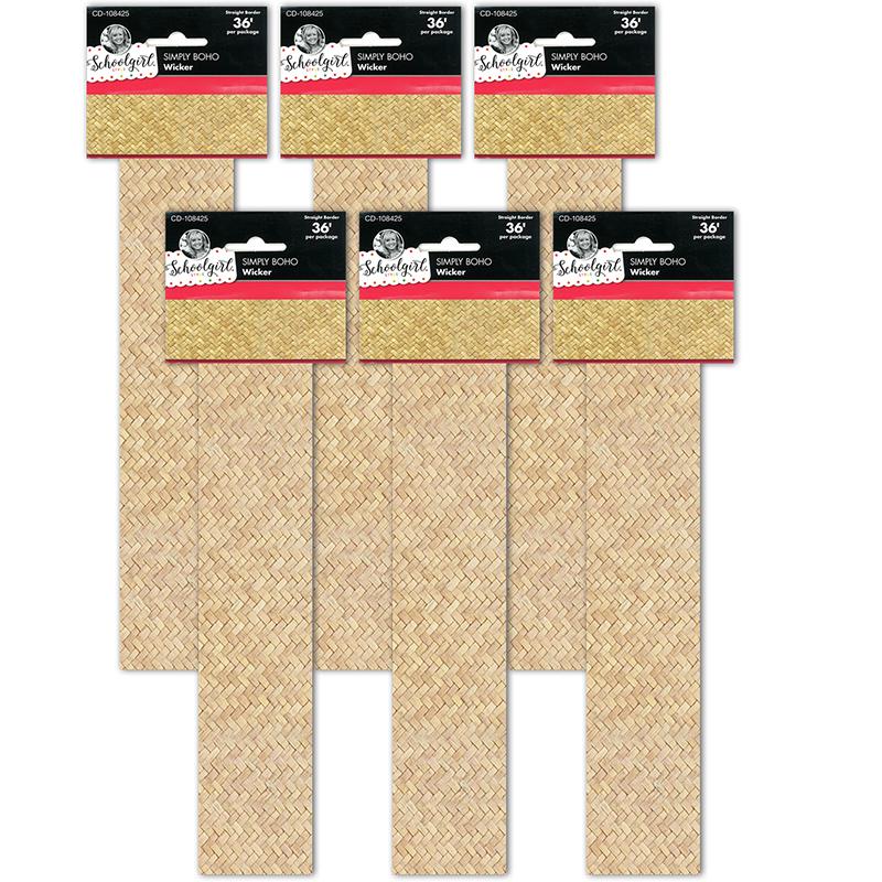 Simply Boho Wicker Straight Borders, 36 Feet Per Pack, 6 Packs