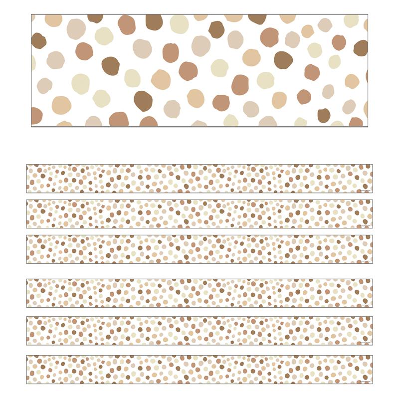 Simply Stylish Natural Polka Dots Straight Borders, 36 Feet Per Pack, 6 Packs