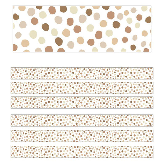 Simply Stylish Natural Polka Dots Straight Borders, 36 Feet Per Pack, 6 Packs