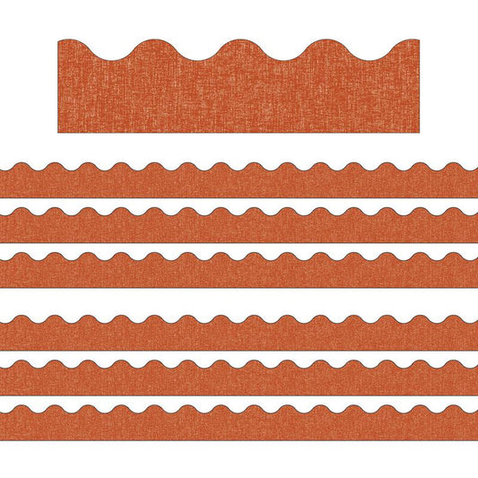 Let's Explore Terracotta Linen Scalloped Border, 39 Feet Per Pack, 6 Packs