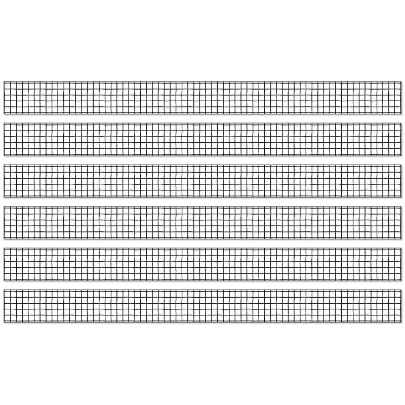 Creatively Inspired Black & White Grid Straight Borders, 36 Ft Per Pack, 6 Packs