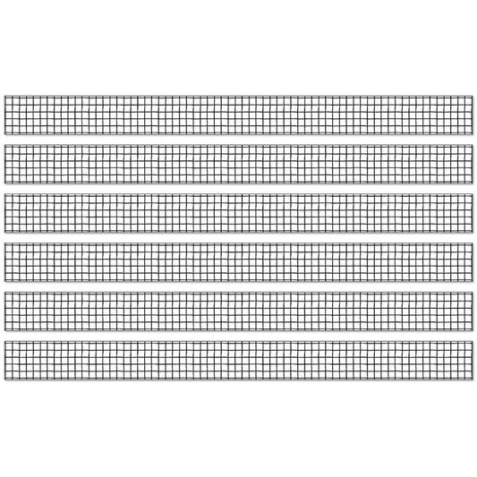 Creatively Inspired Black & White Grid Straight Borders, 36 Ft Per Pack, 6 Packs