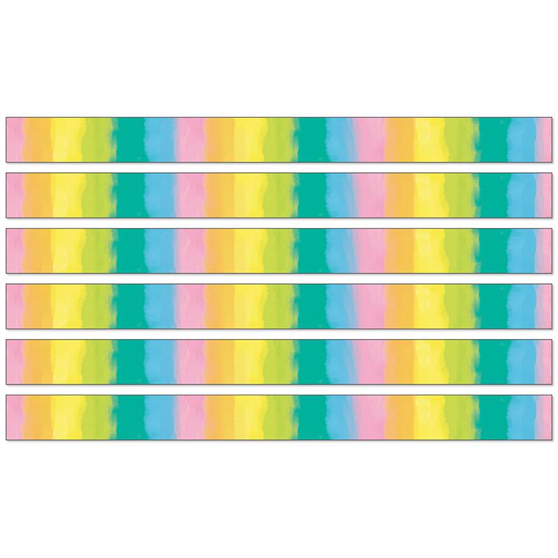 Creatively Inspired Watercolor Straight Borders, 36 Feet Per Pack, 6 Packs