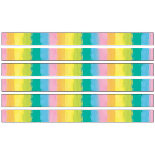 Creatively Inspired Watercolor Straight Borders, 36 Feet Per Pack, 6 Packs