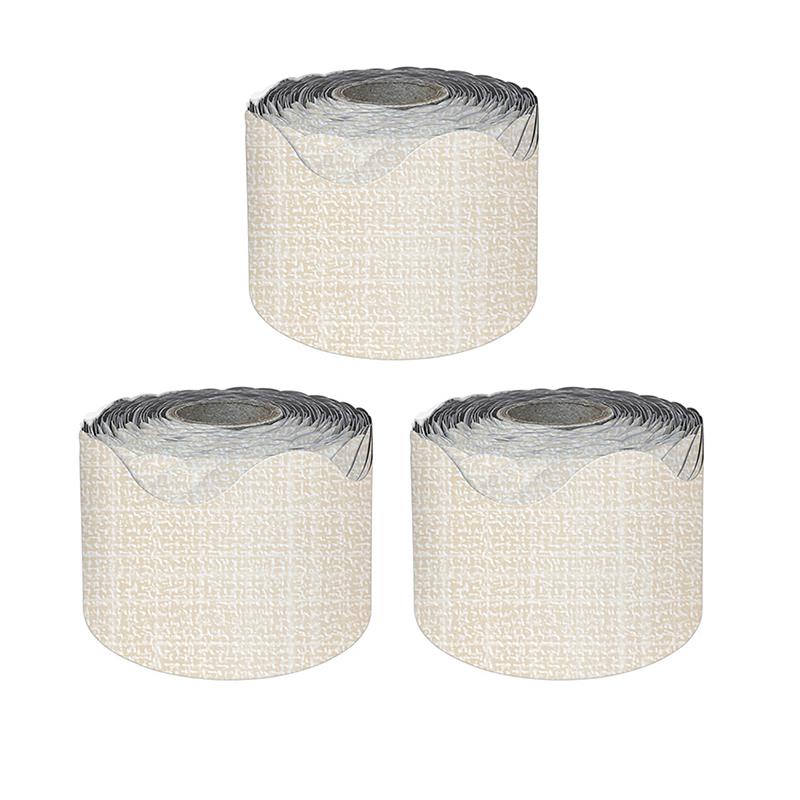 Linen Rolled Scalloped Borders, 65 Feet Per Roll, Pack of 3