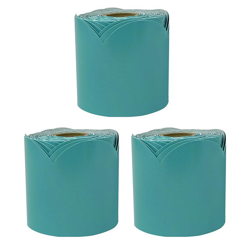 We Belong Teal Rolled Scalloped Bulletin Board Borders 65 Ft Per Roll, Pack of 3