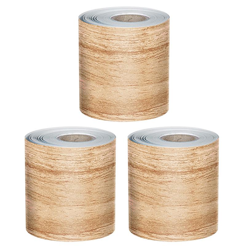 Grow Together Light Wood Grain Rolled Straight Borders 65 Ft Per Roll, Pack of 3