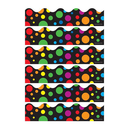 Big Rainbow Dots Scalloped Border, 39 Feet Per Pack, 6 Packs